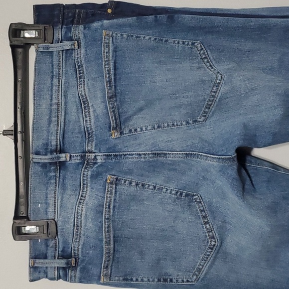 Ann Taylor Factory Two-tone jeans womens size 6 blue darker blue side stripe str - Picture 2 of 11